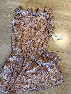 STATE Taupe Snake-Print Mini Dress